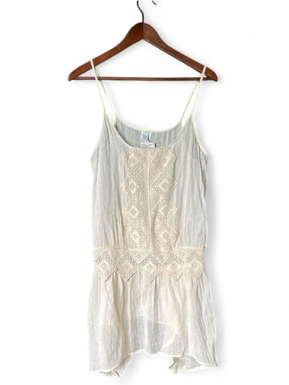 BECCA by Rebecca Virtue Swim Coverup Tank Cream Crochet-Trim Slip Dress Top